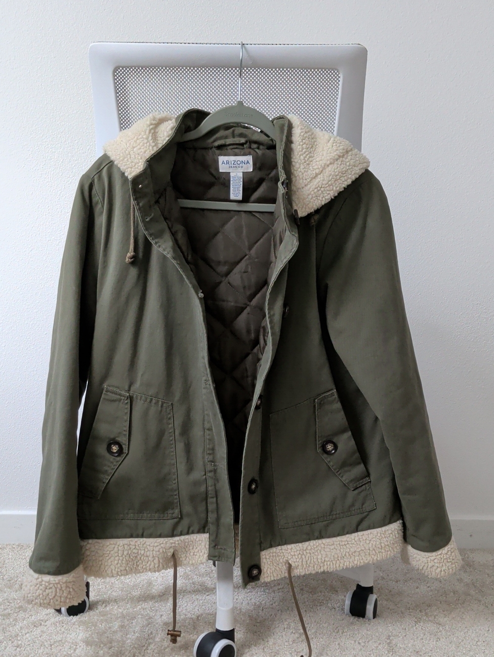 Arizona Jean Company Olive Green Sherpa-Trim Utility Jacket